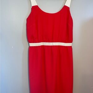 LOFT Red and White Midi Dress